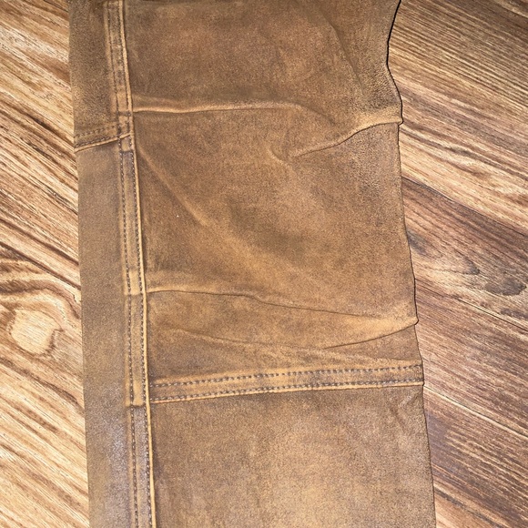 RRL Brown Leather Moto Pants - Picture 6 of 15
